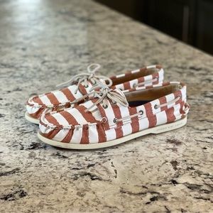 Orange/White Stripe Sperry Top-Sider Boat Shoes